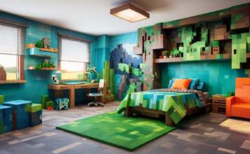 pokój chłopięcy w stylu Minecraft